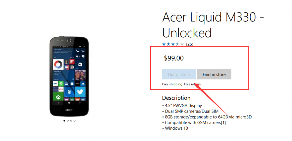 Windows手機依然健在 兩款Acer機型重現微軟商城-鋒巢網