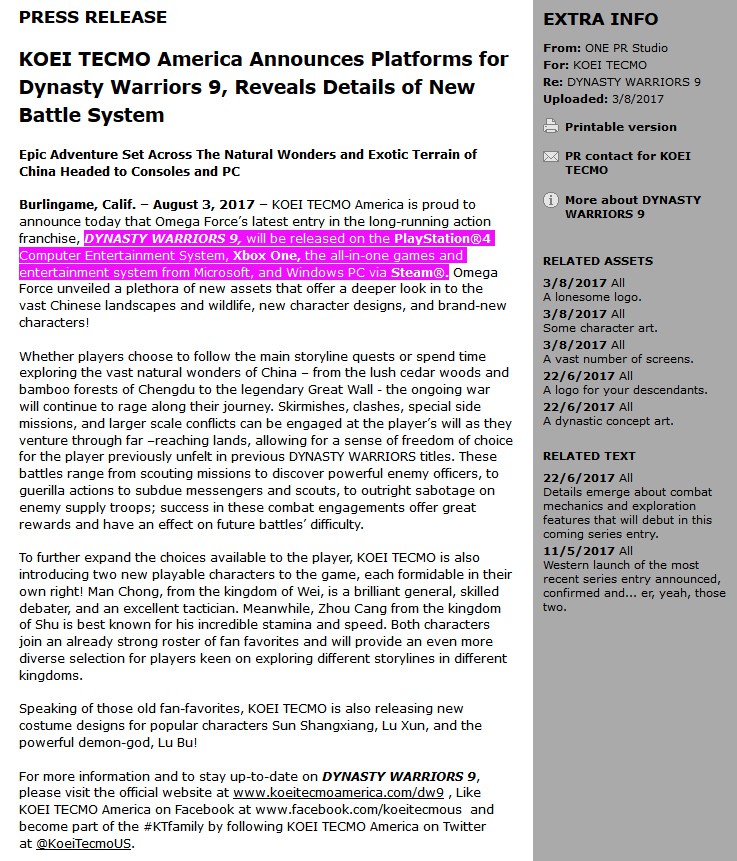 《真三國無雙8》第八代割草游戲即將上架Steam商店-鋒巢網