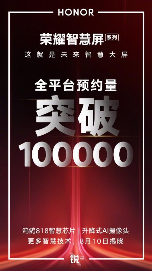 周六見！榮耀智慧屏盲約破10萬-鋒巢網