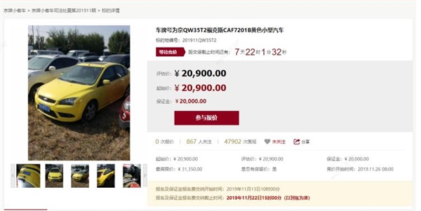 不用搖號了，北京法院拍賣京牌小客車-鋒巢網