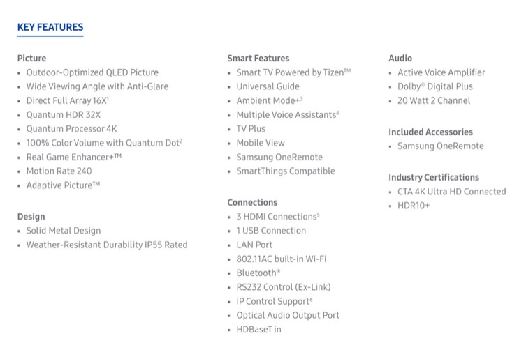 三星宣布推出一款名為“露臺”的戶外4K電視-鋒巢網